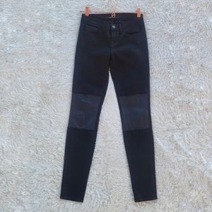 J Brand Black Vicious Lamb Leather‎ Patch Skinny Jeans